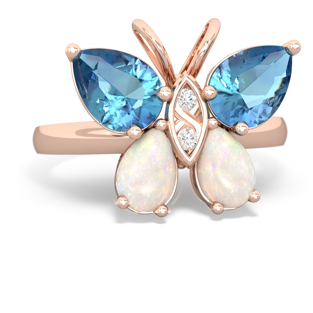 Blue Topaz Butterfly 14K Rose Gold ring R2215