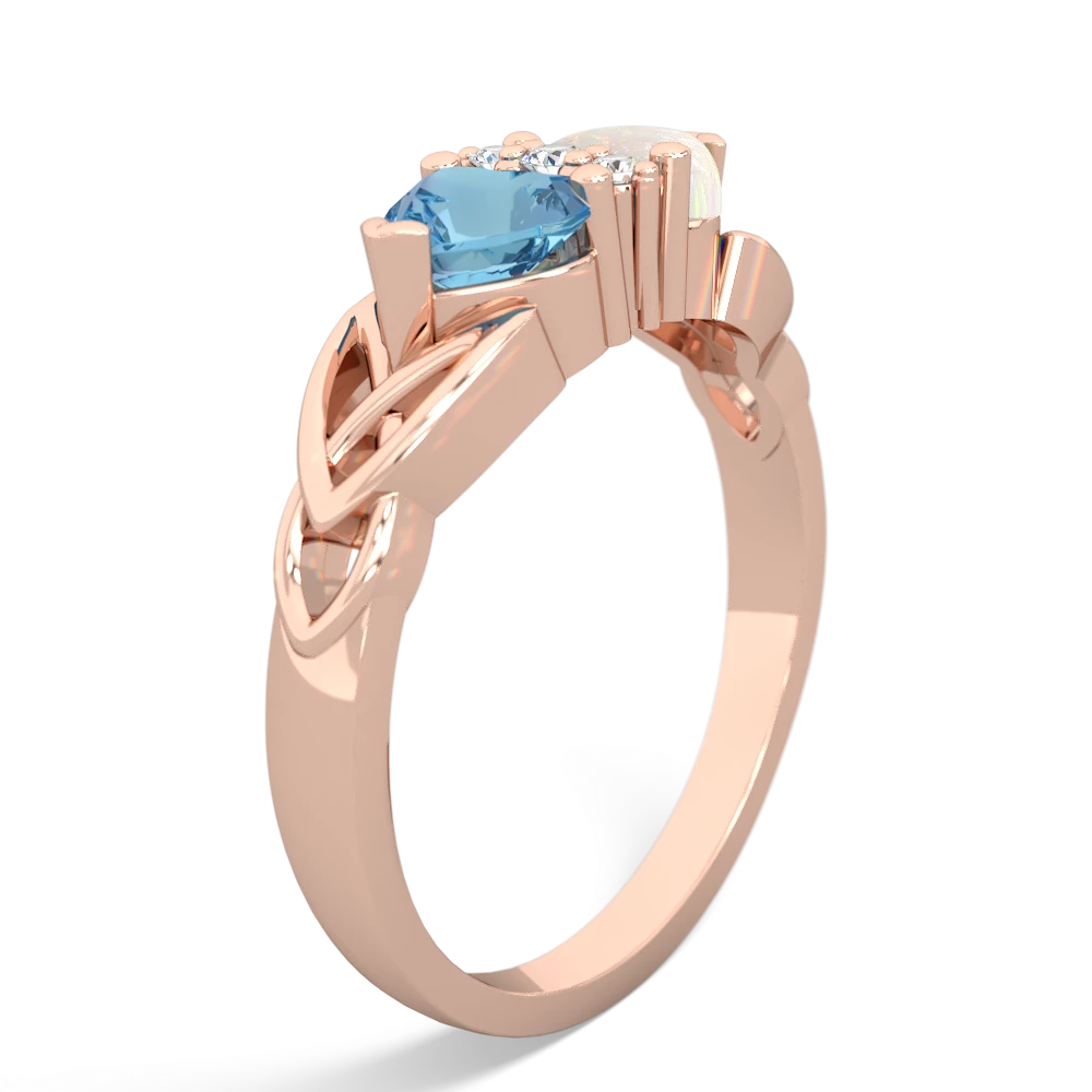 Blue Topaz Celtic Knot Double Heart 14K Rose Gold ring R5040