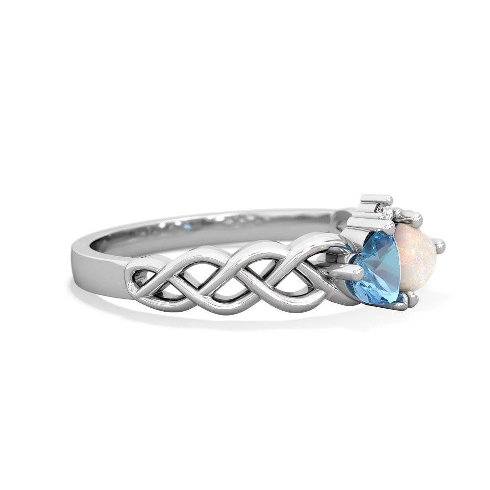 Blue Topaz Heart To Heart Braid 14K White Gold ring R5870