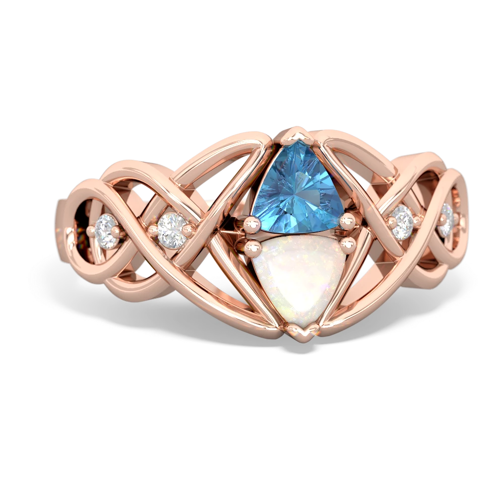 Blue Topaz Keepsake Celtic Knot 14K Rose Gold ring R5300