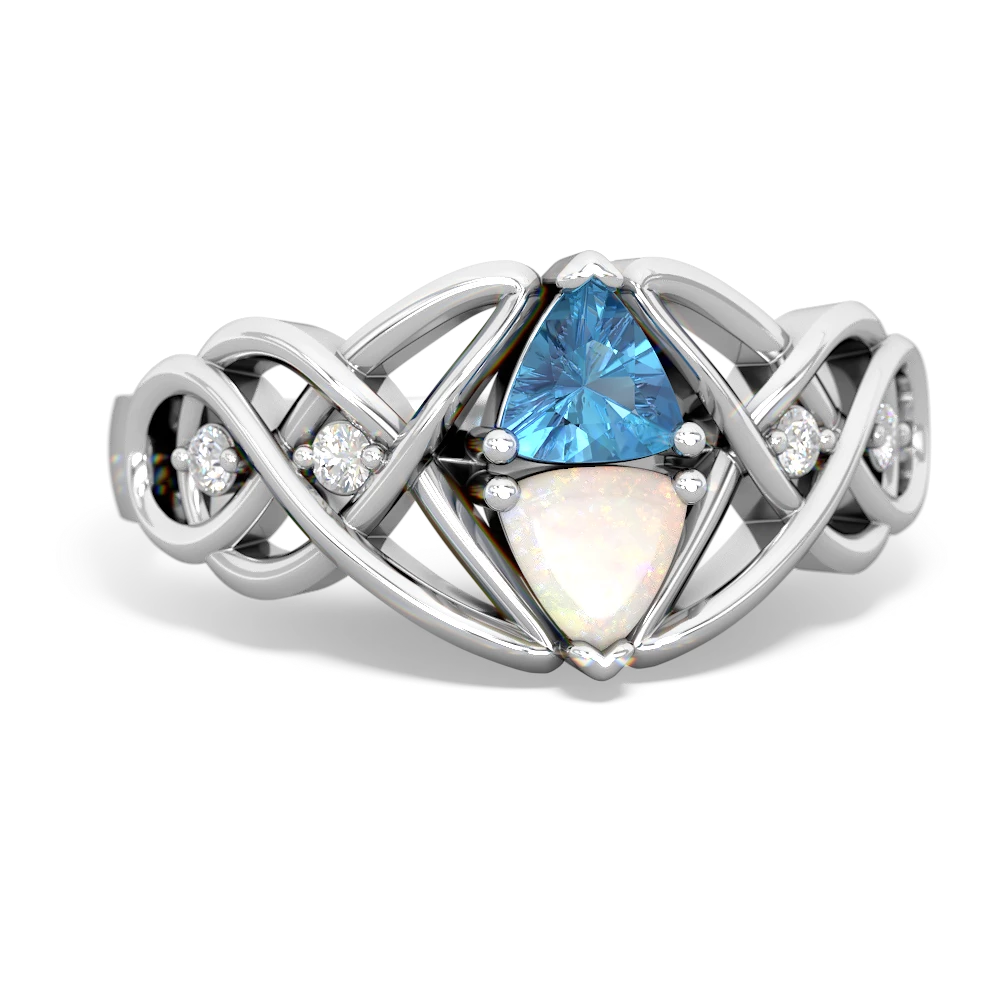 Blue Topaz Keepsake Celtic Knot 14K White Gold ring R5300