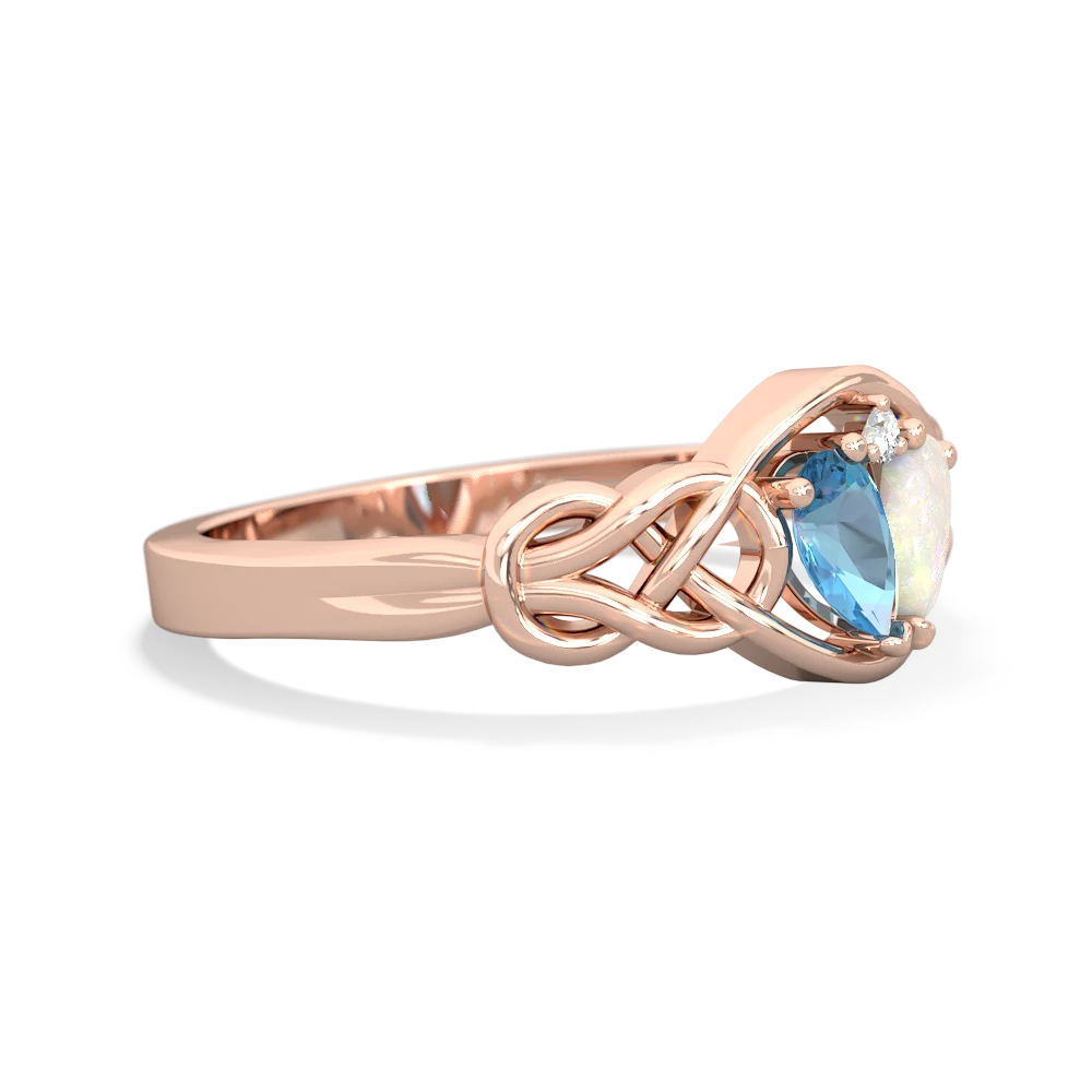 Blue Topaz Celtic Love Knot 14K Rose Gold ring R5420