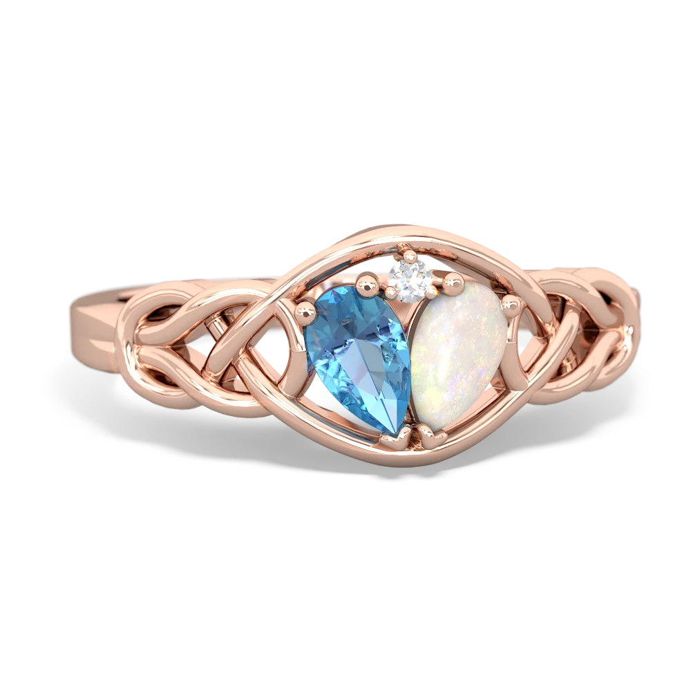 Blue Topaz Celtic Love Knot 14K Rose Gold ring R5420