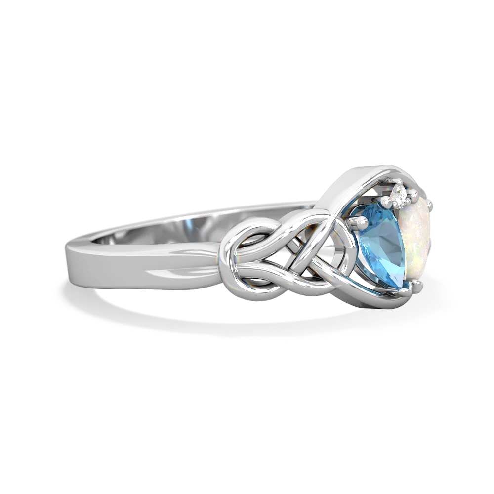 Blue Topaz Celtic Love Knot 14K White Gold ring R5420