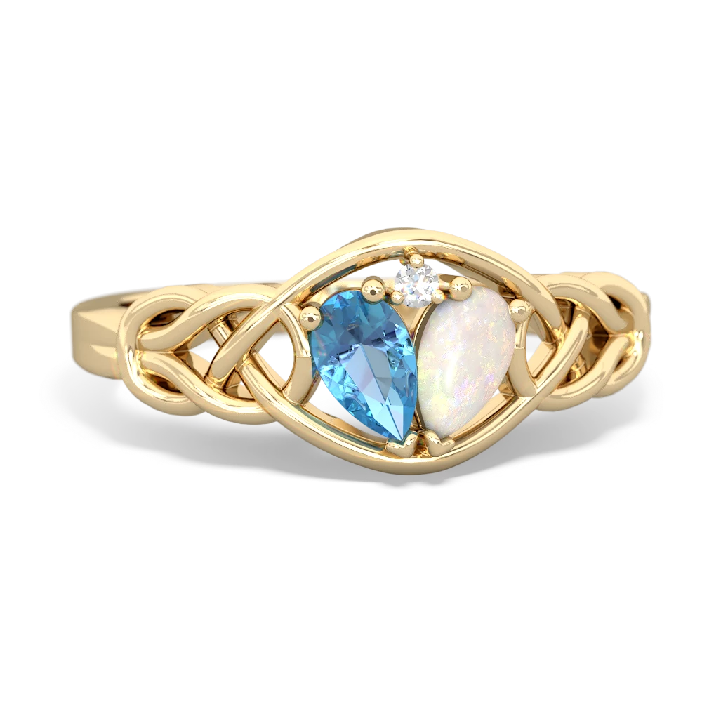 Blue Topaz Celtic Love Knot 14K Yellow Gold ring R5420