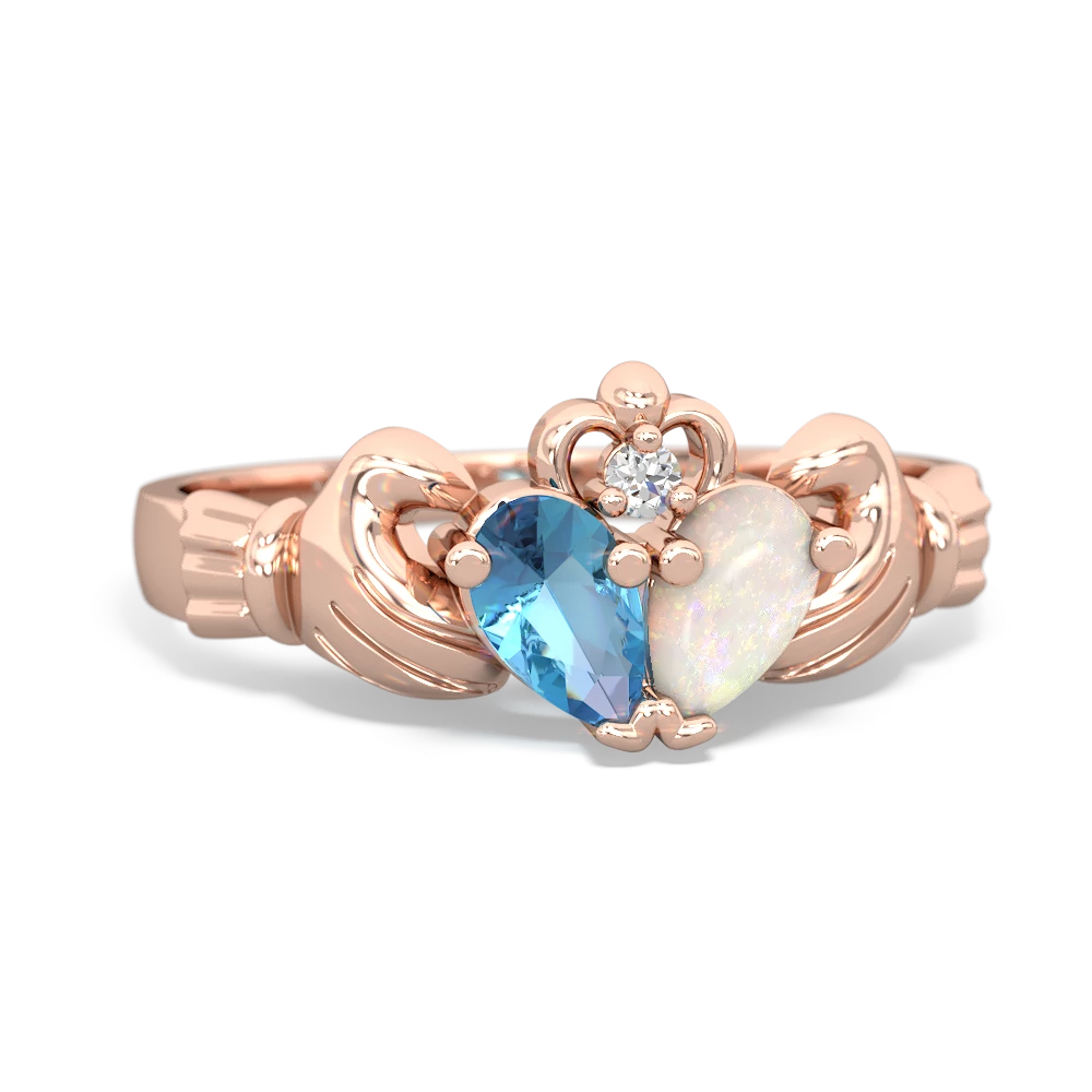 Blue Topaz 'Our Heart' Claddagh 14K Rose Gold ring R2388