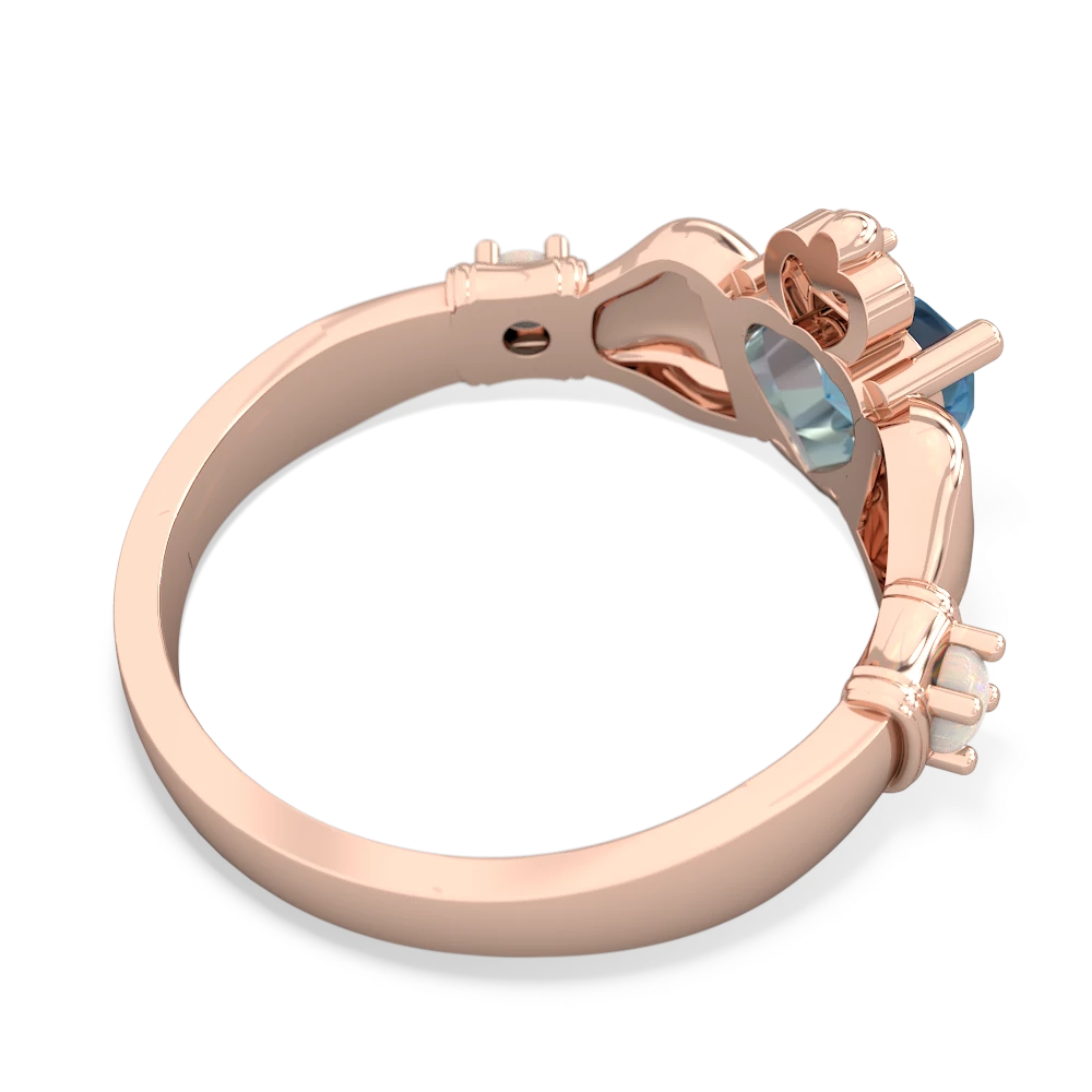 Blue Topaz Claddagh Keepsake 14K Rose Gold ring R5245