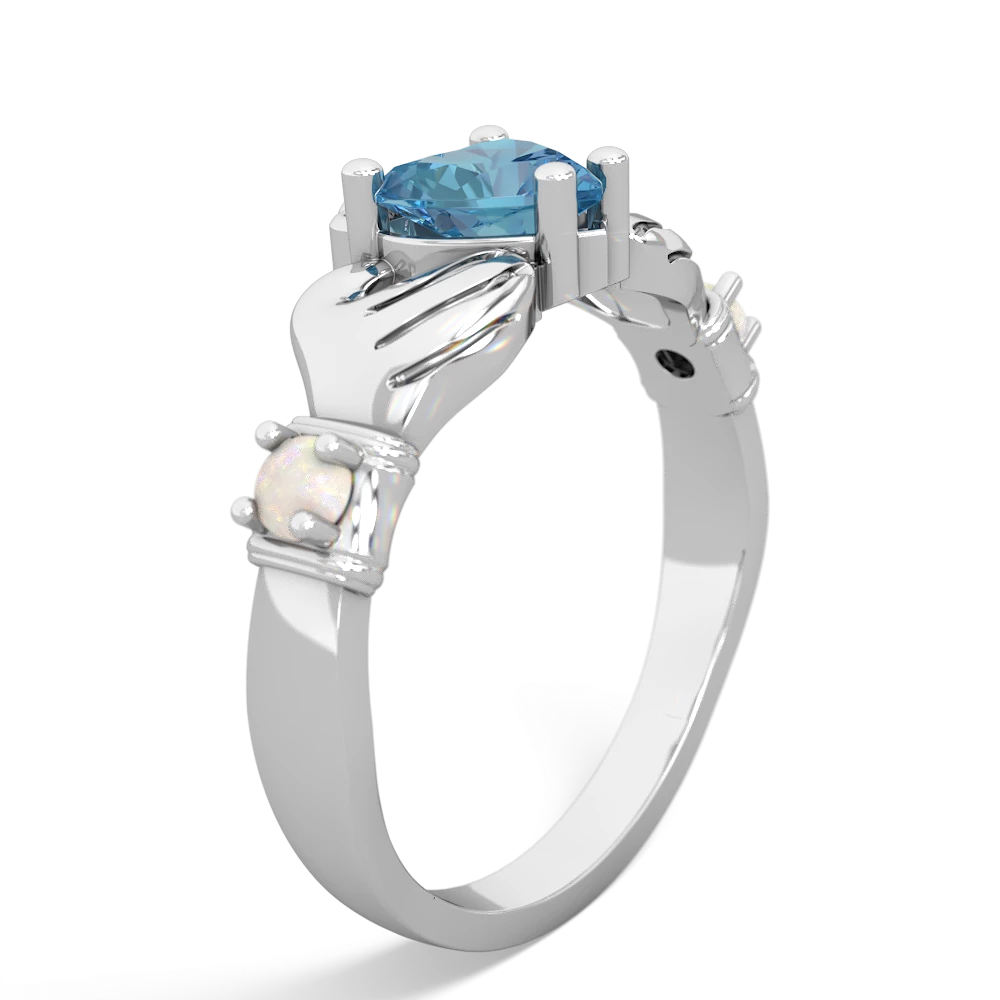 Blue Topaz Claddagh Keepsake 14K White Gold ring R5245