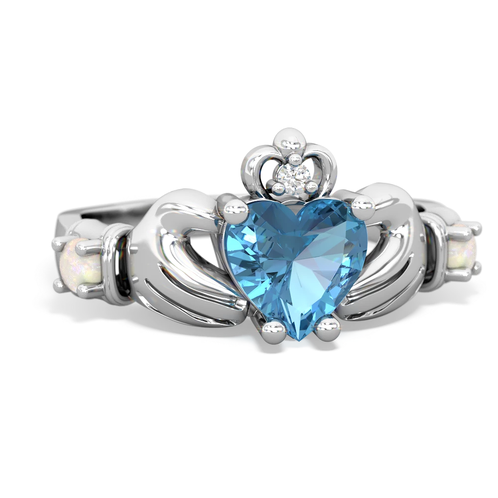 Blue Topaz Claddagh Keepsake 14K White Gold ring R5245