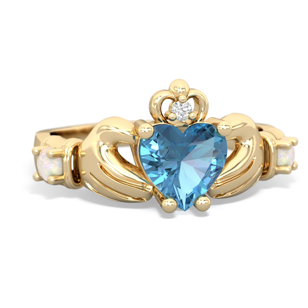 Blue Topaz Claddagh Keepsake 14K Yellow Gold ring R5245