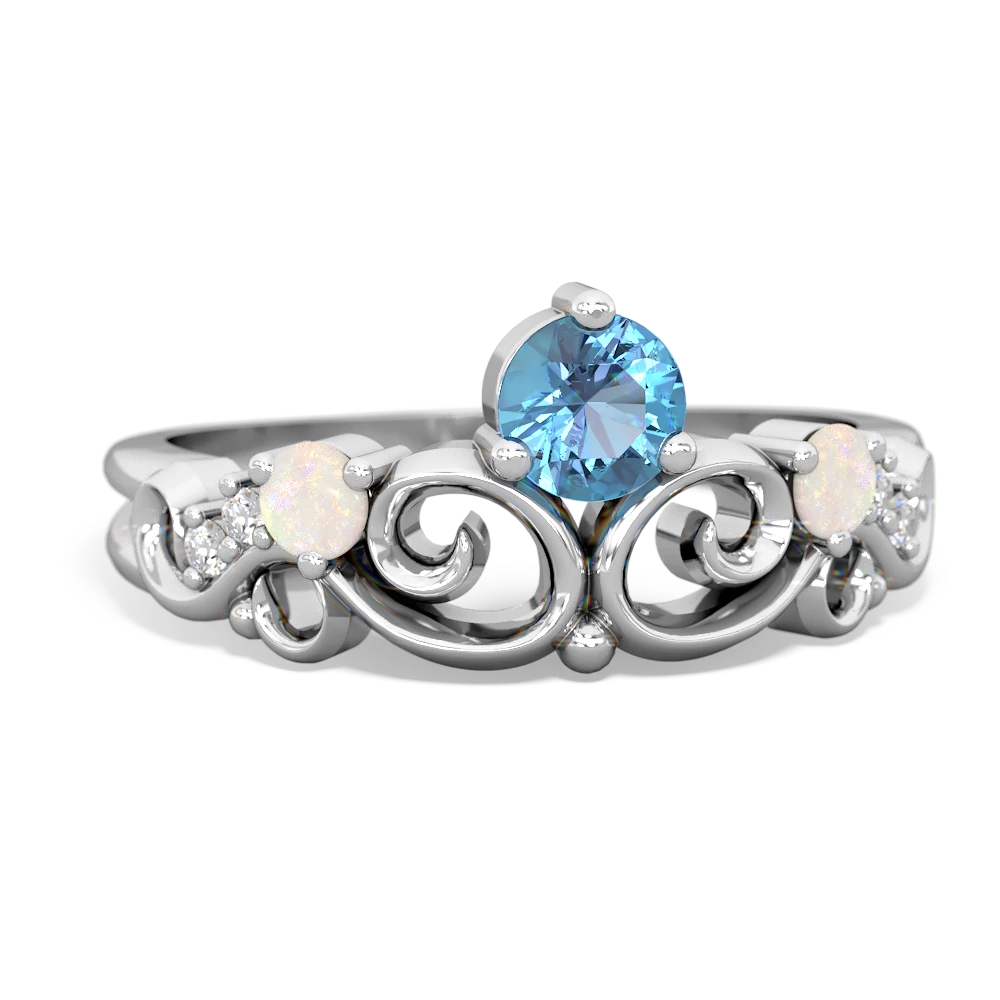 Blue Topaz Crown Keepsake 14K White Gold ring R5740