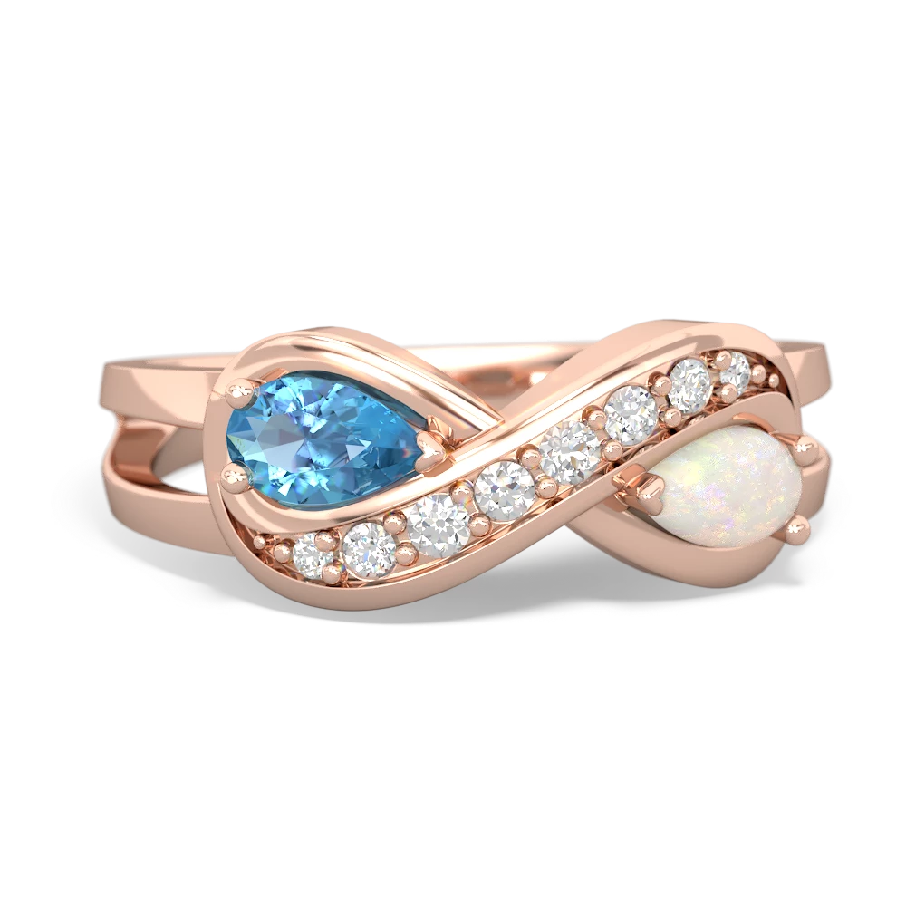 Blue Topaz Diamond Infinity 14K Rose Gold ring R5390