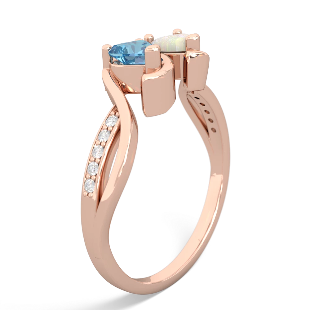 Blue Topaz Side By Side 14K Rose Gold ring R3090