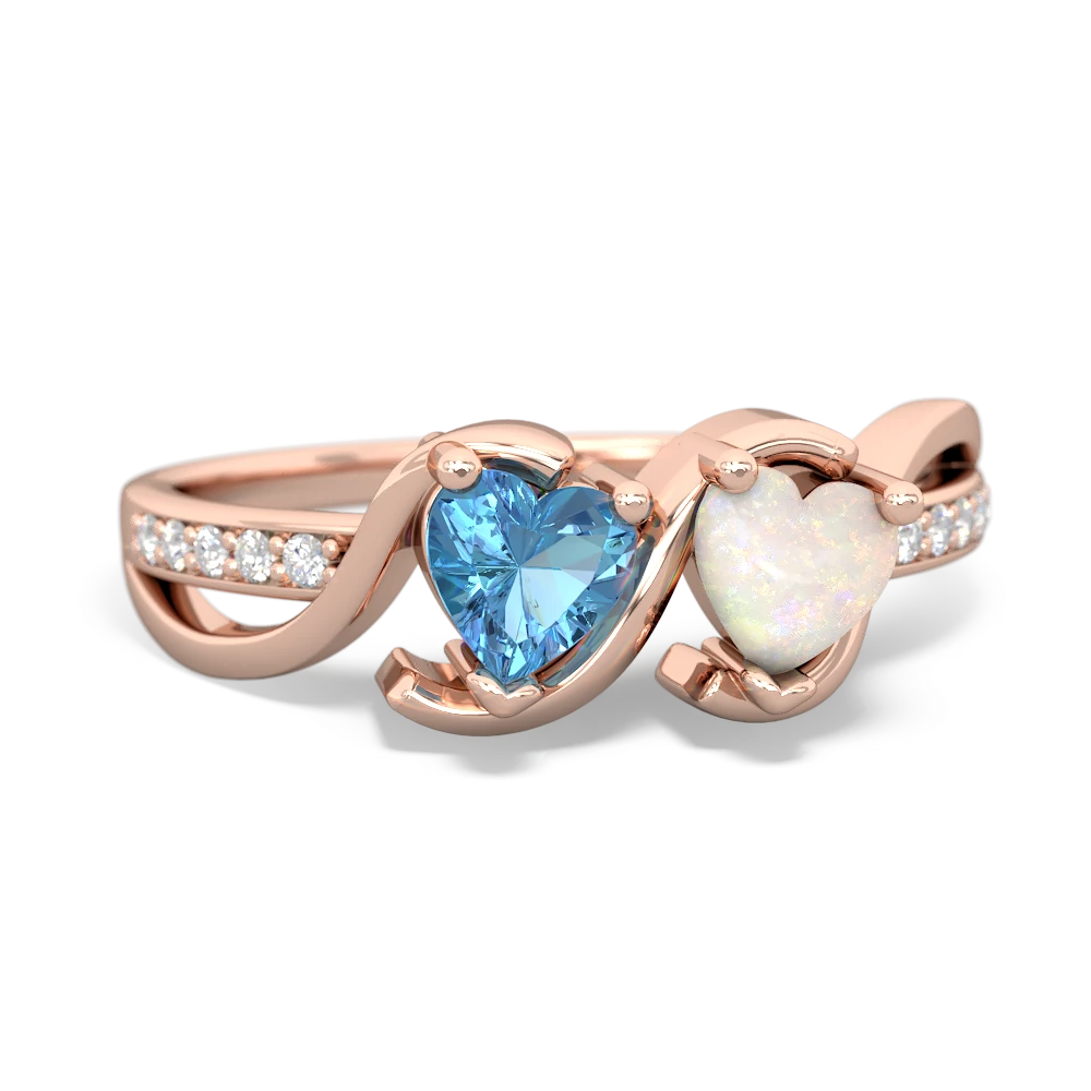 Blue Topaz Side By Side 14K Rose Gold ring R3090