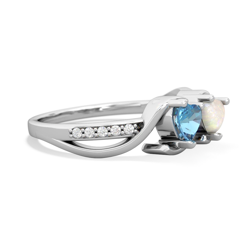 Blue Topaz Side By Side 14K White Gold ring R3090