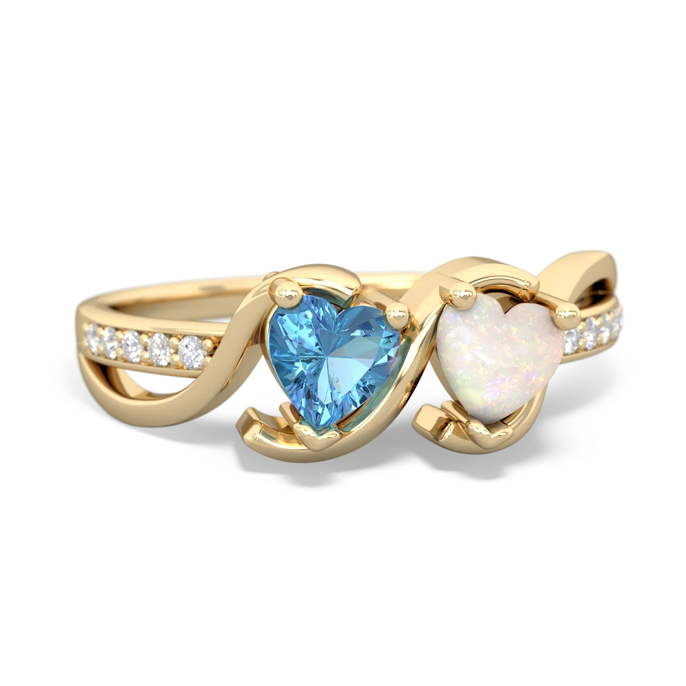 Blue Topaz Side By Side 14K Yellow Gold ring R3090