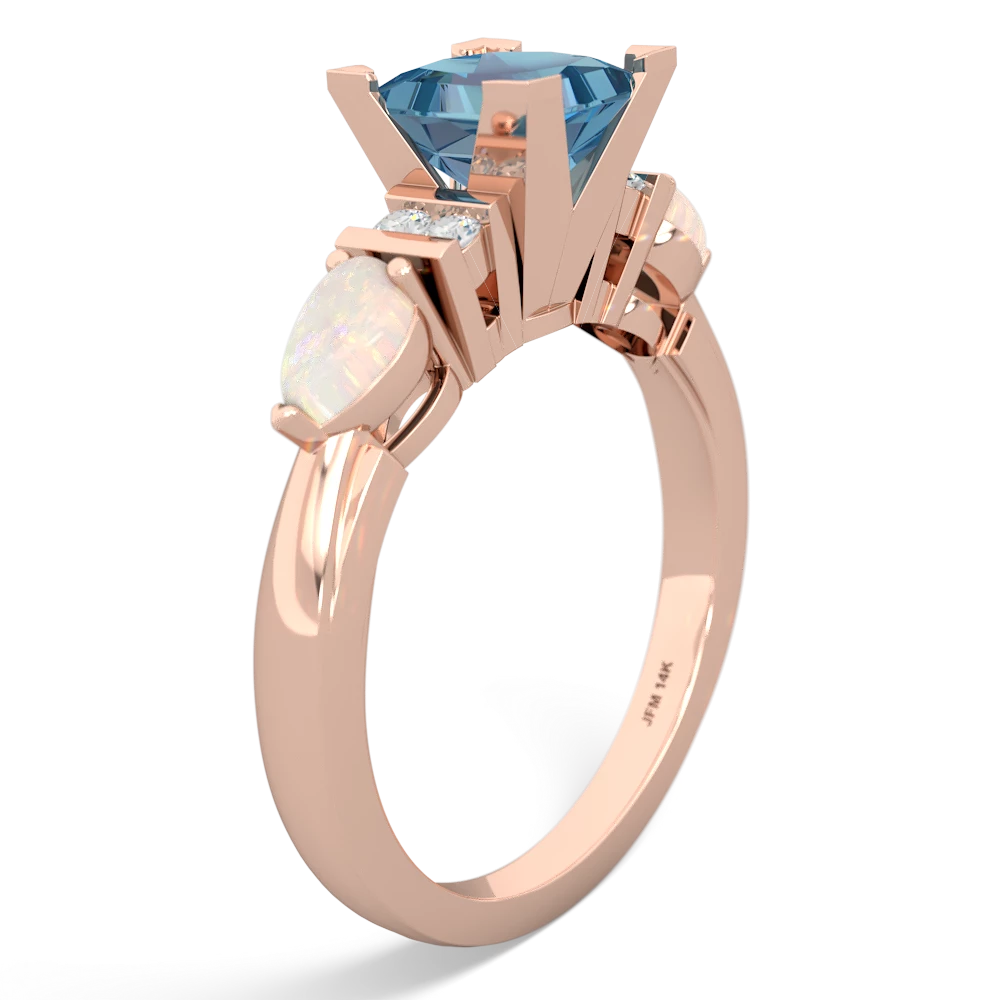 Blue Topaz 6Mm Princess Eternal Embrace Engagement 14K Rose Gold ring C2002