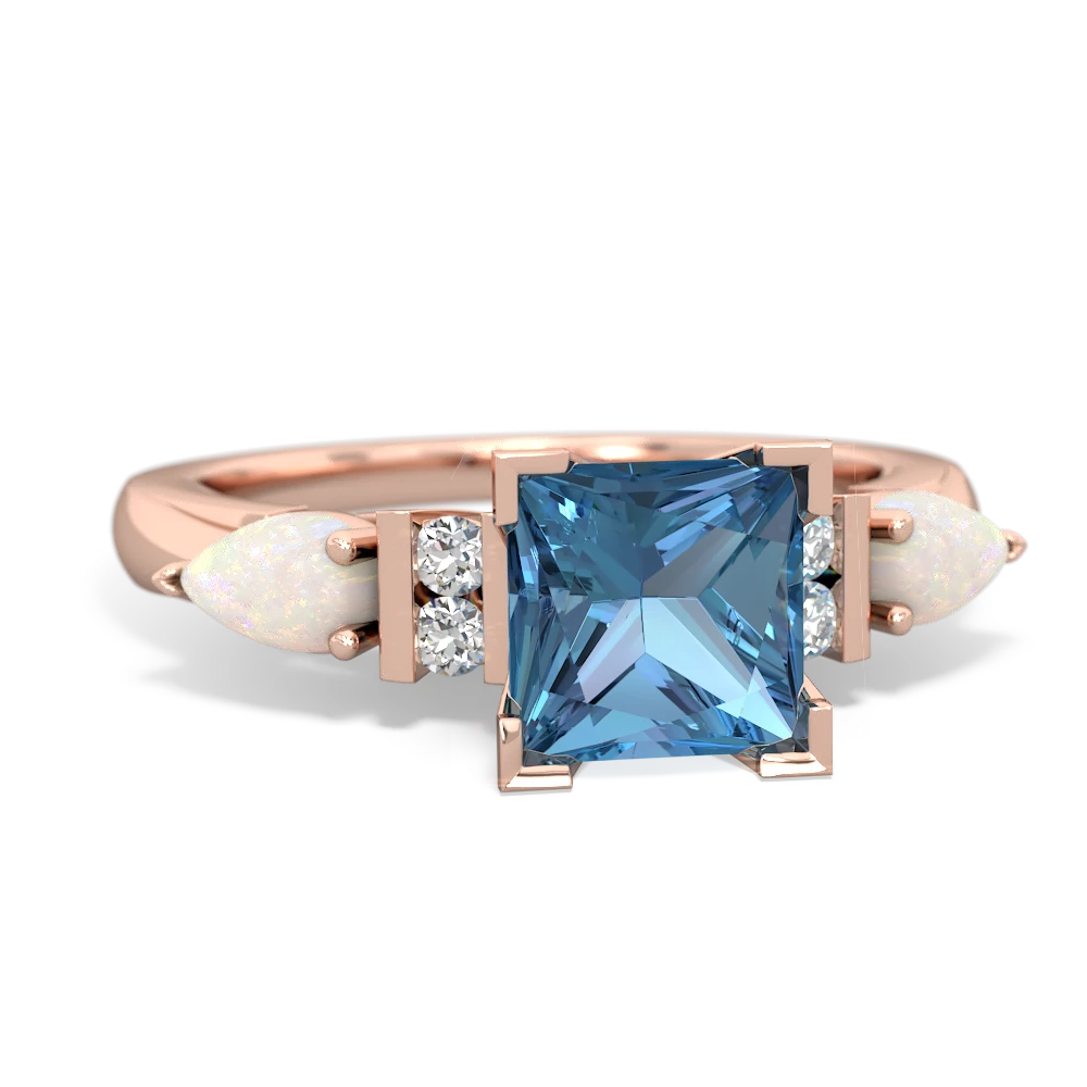 Blue Topaz 6Mm Princess Eternal Embrace Engagement 14K Rose Gold ring C2002