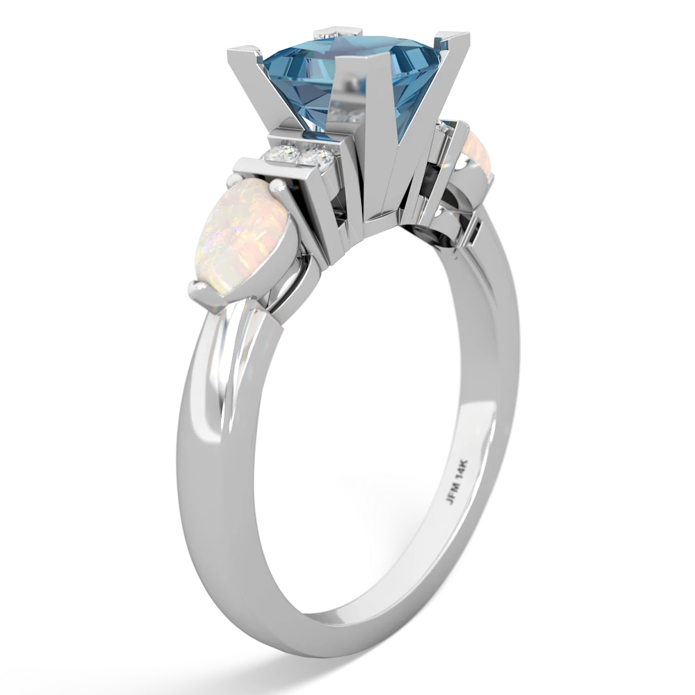 Blue Topaz 6Mm Princess Eternal Embrace Engagement 14K White Gold ring C2002