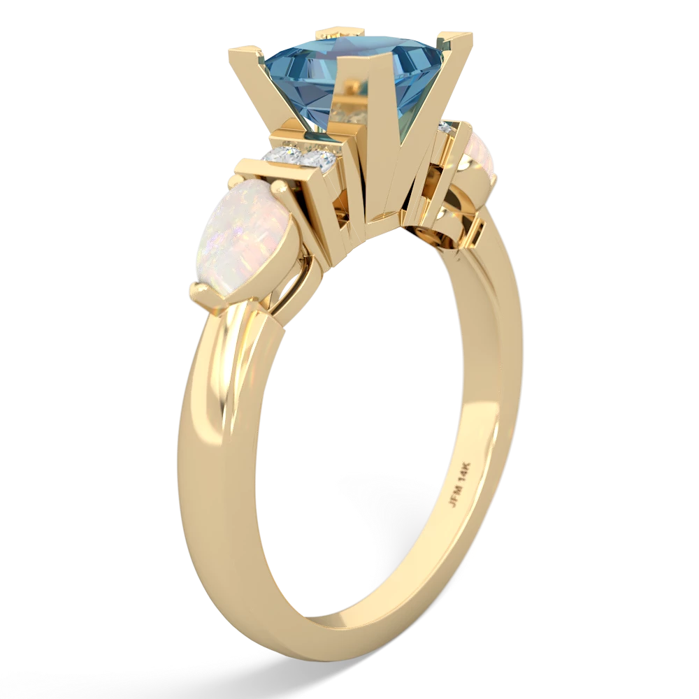 Blue Topaz 6Mm Princess Eternal Embrace Engagement 14K Yellow Gold ring C2002