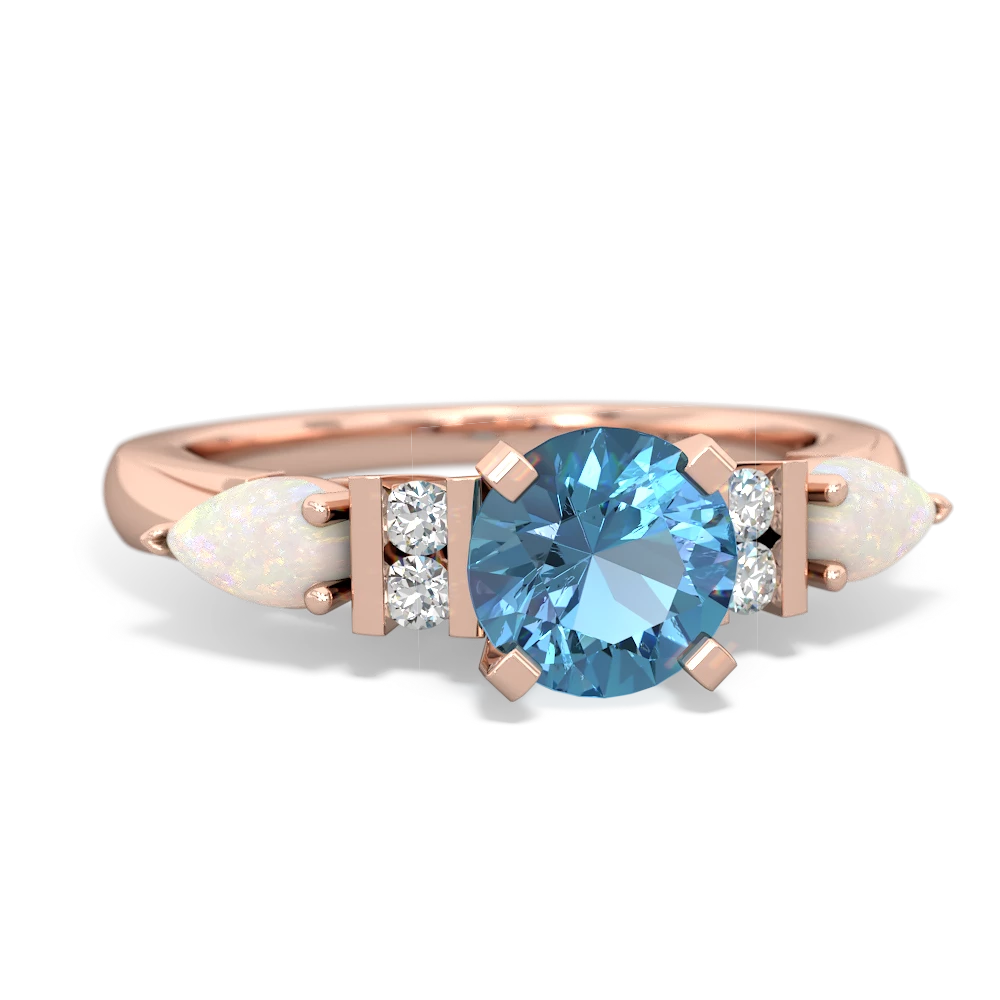 Blue Topaz 6Mm Round Eternal Embrace Engagement 14K Rose Gold ring R2005