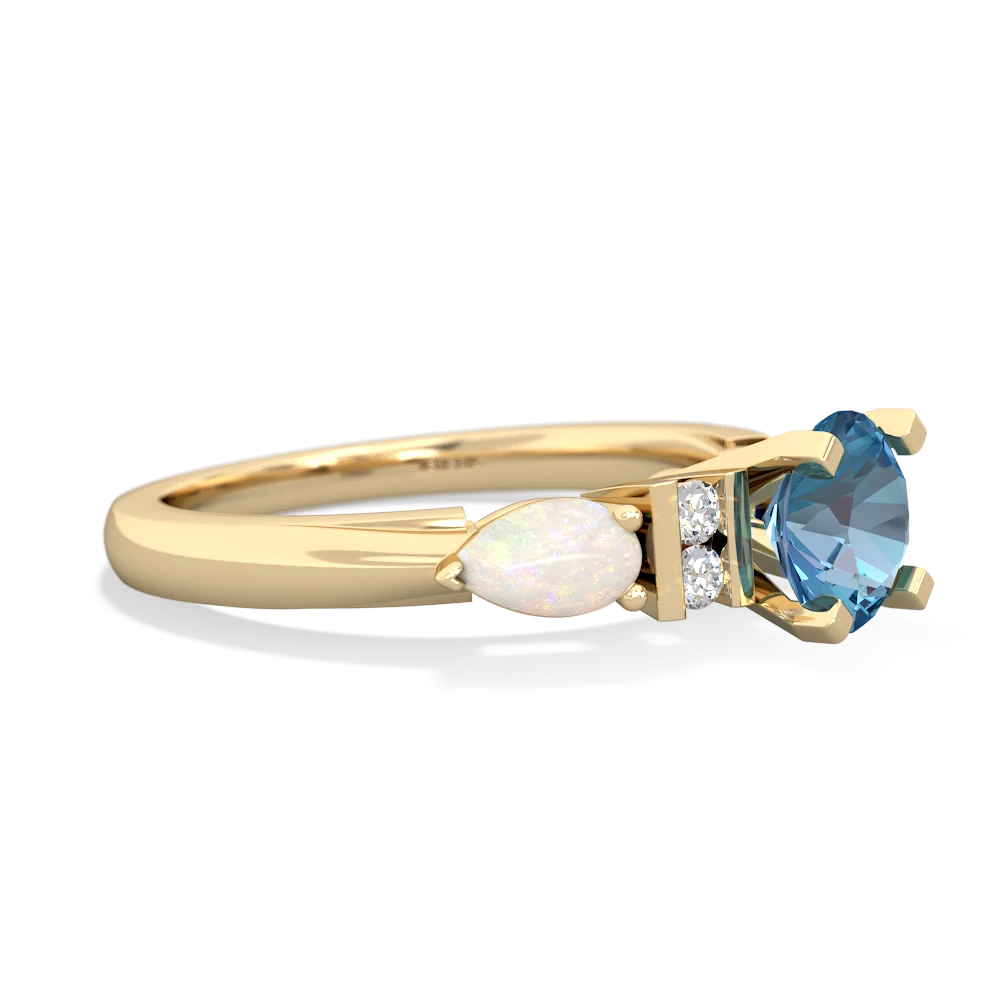 Blue Topaz 6Mm Round Eternal Embrace Engagement 14K Yellow Gold ring R2005