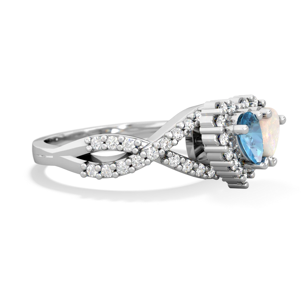 Blue Topaz Diamond Twist 'One Heart' 14K White Gold ring R2640HRT
