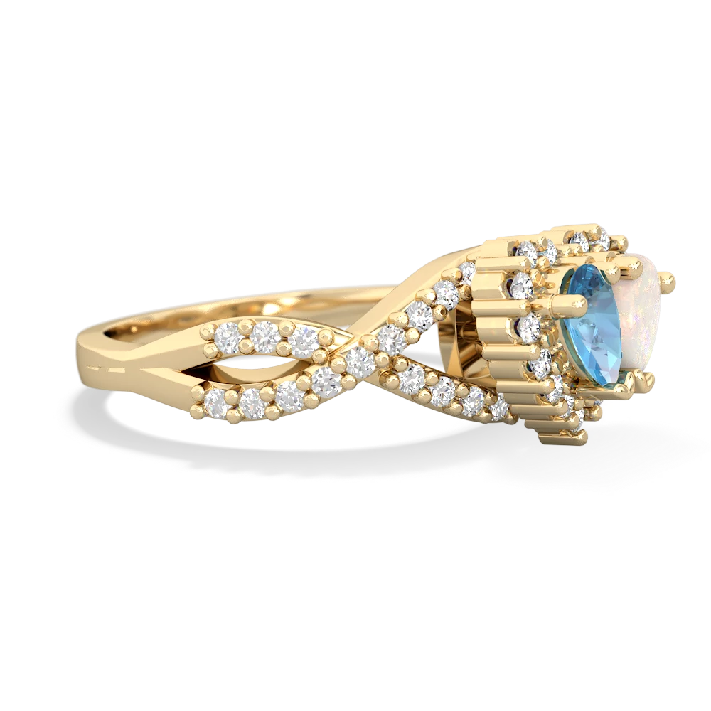 Blue Topaz Diamond Twist 'One Heart' 14K Yellow Gold ring R2640HRT