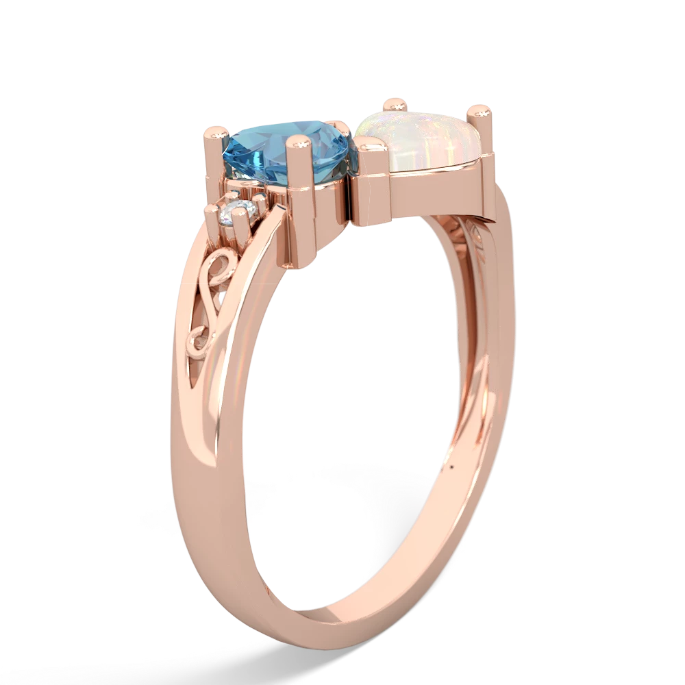 Blue Topaz Snuggling Hearts 14K Rose Gold ring R2178