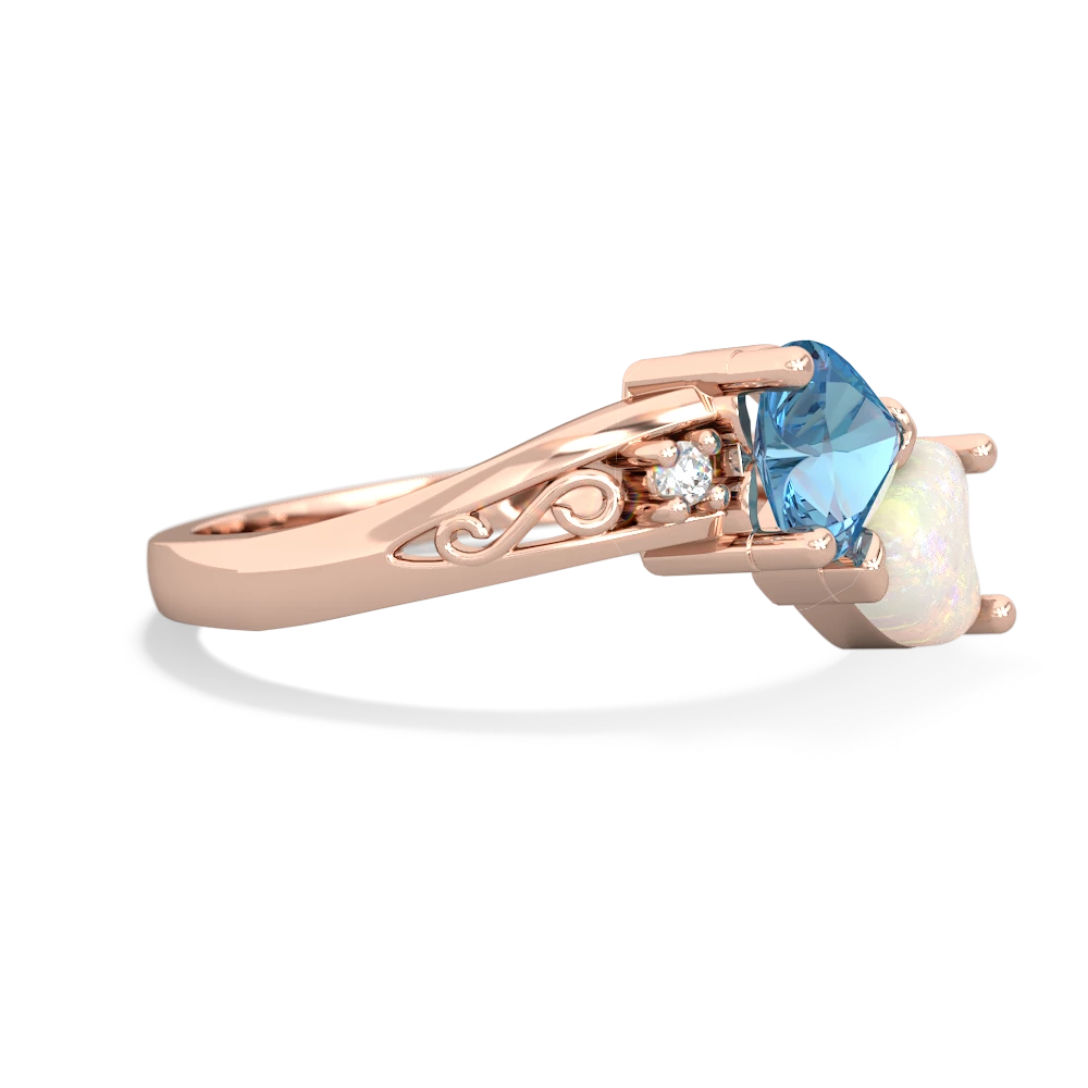 Blue Topaz Snuggling Hearts 14K Rose Gold ring R2178