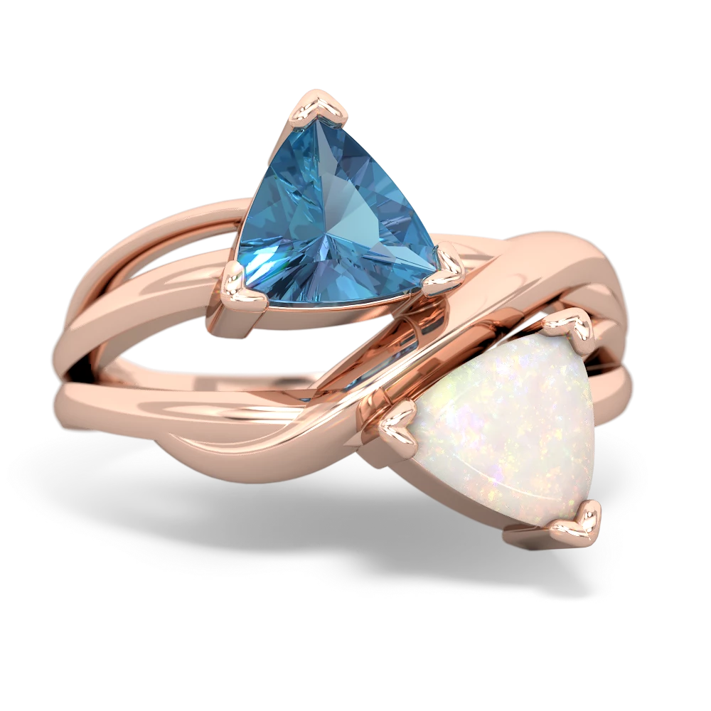 Blue Topaz Split Band Swirl 14K Rose Gold ring R2341