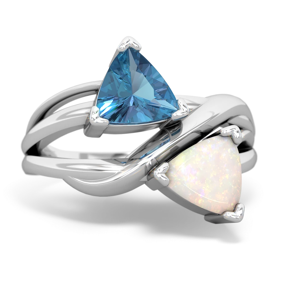 Blue Topaz Split Band Swirl 14K White Gold ring R2341