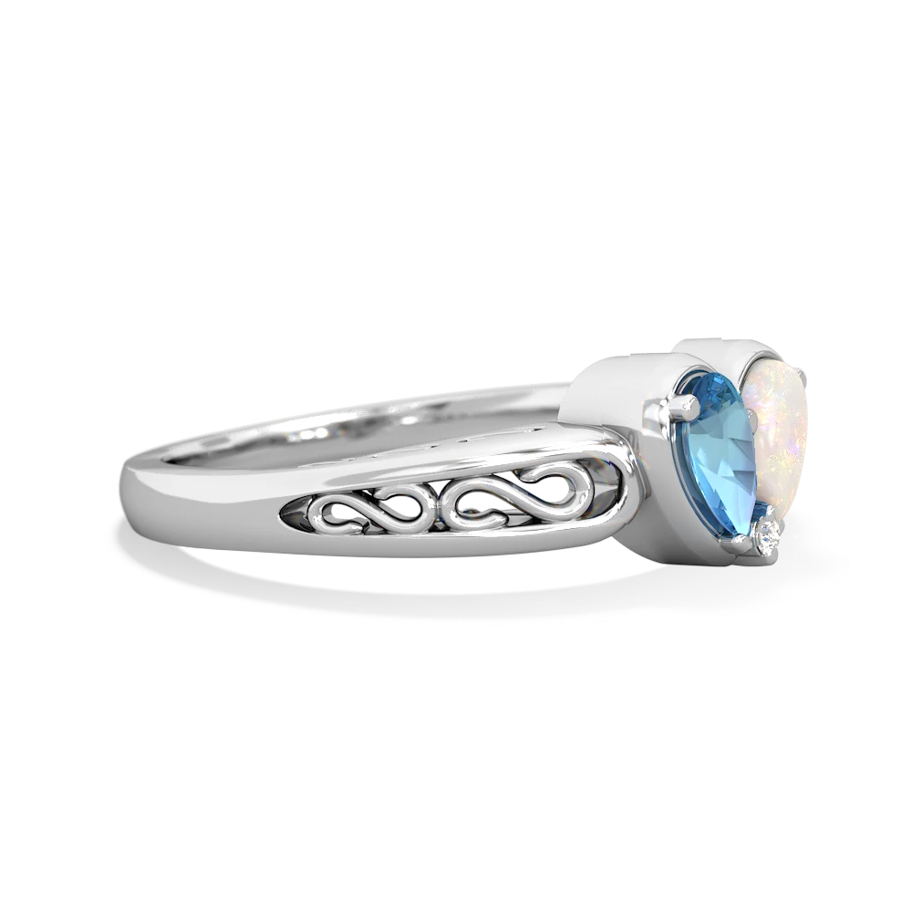 Blue Topaz Filligree 'One Heart' 14K White Gold ring R5070