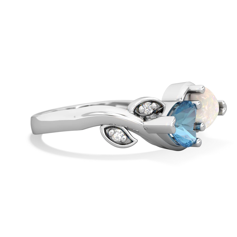 Blue Topaz Floral Elegance 14K White Gold ring R5790