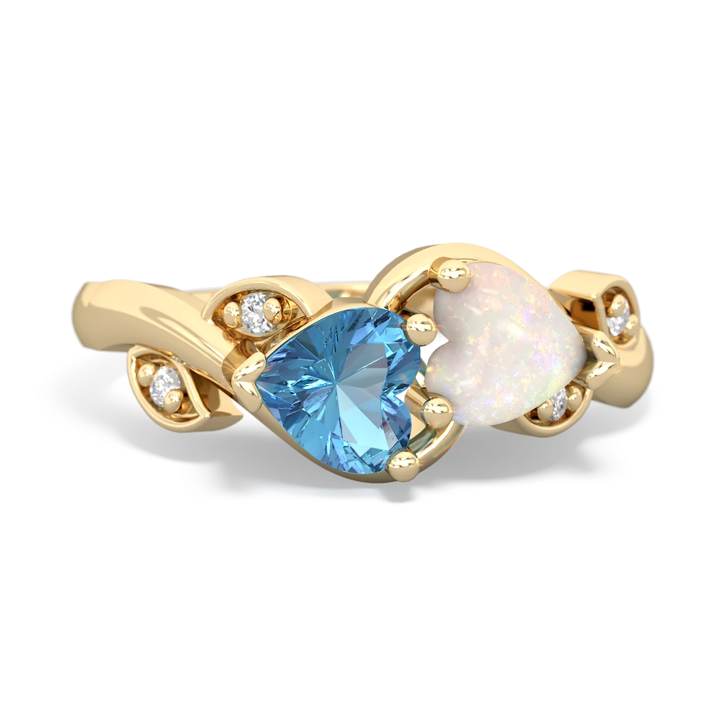 Blue Topaz Floral Elegance 14K Yellow Gold ring R5790