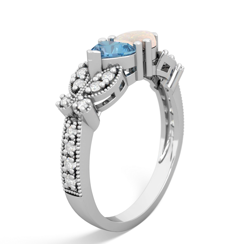 Blue Topaz Diamond Butterflies 14K White Gold ring R5601