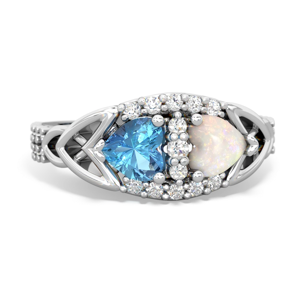Blue Topaz Sparkling Celtic Knot 14K White Gold ring R2645