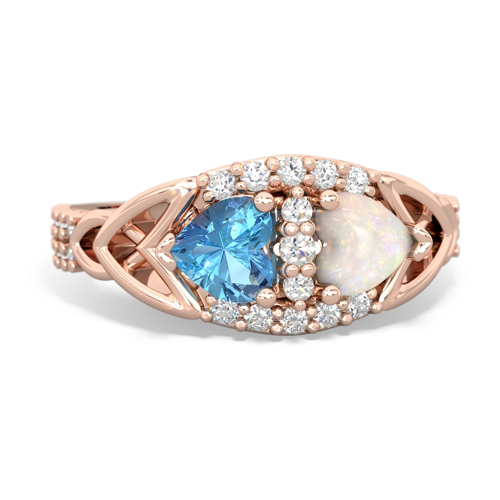 Blue Topaz Sparkling Celtic Knot 14K Rose Gold ring R2645