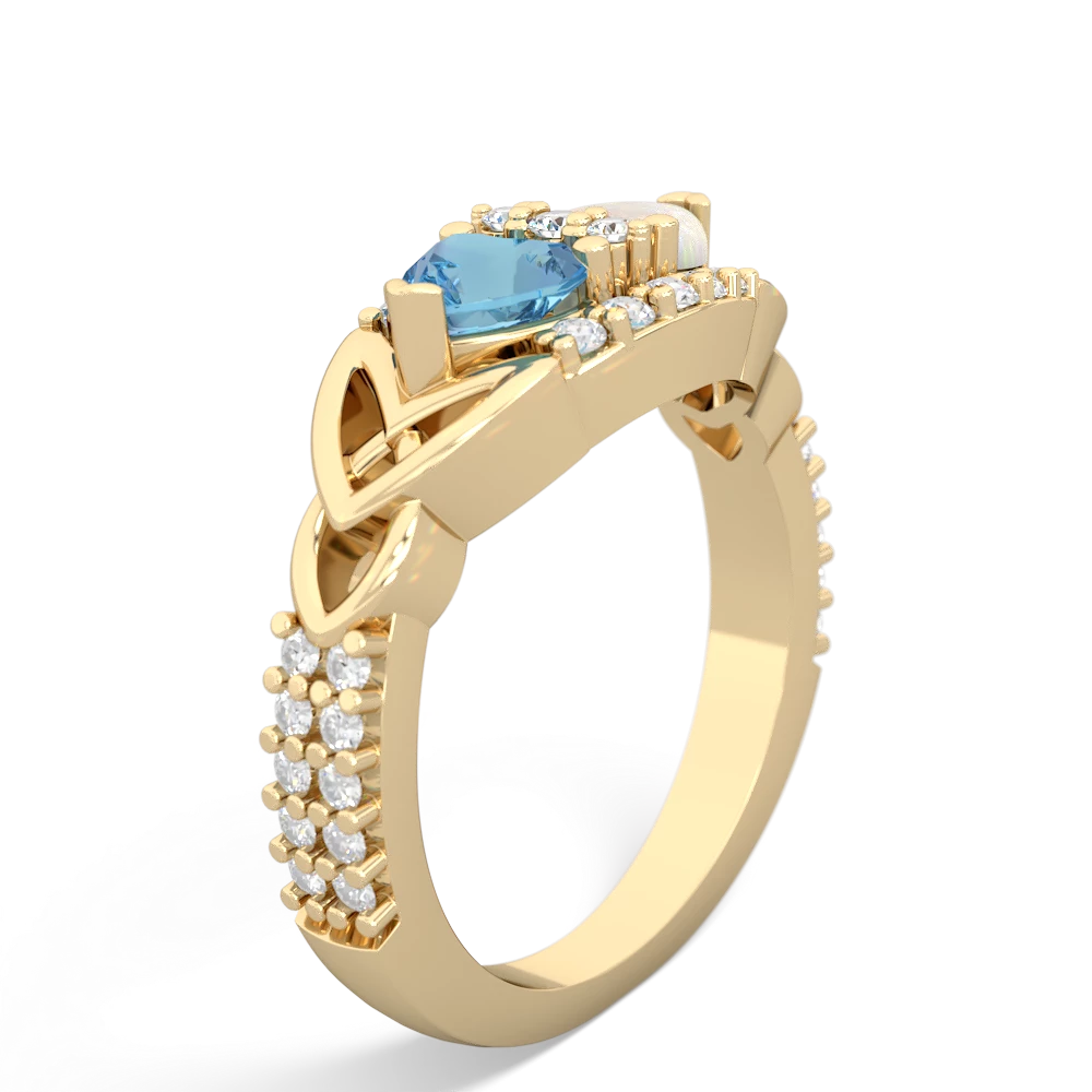 Blue Topaz Sparkling Celtic Knot 14K Yellow Gold ring R2645