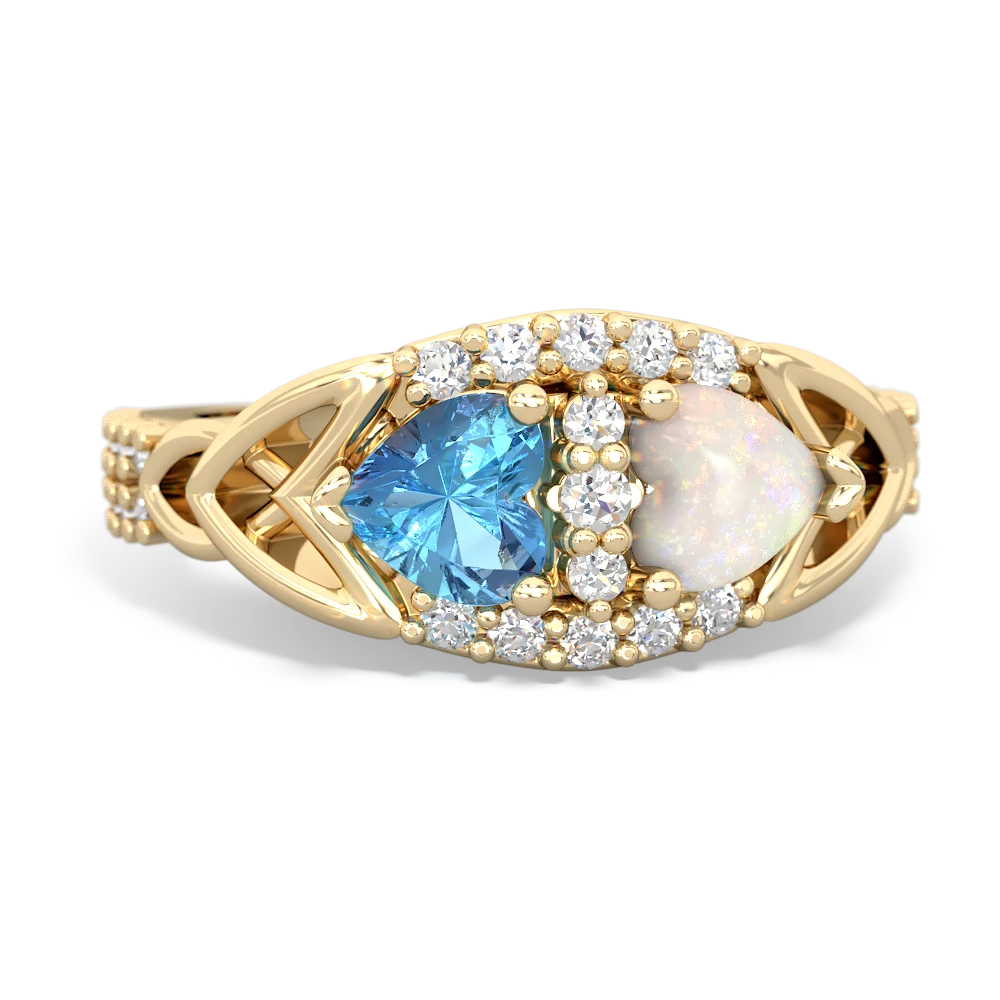 Blue Topaz Sparkling Celtic Knot 14K Yellow Gold ring R2645