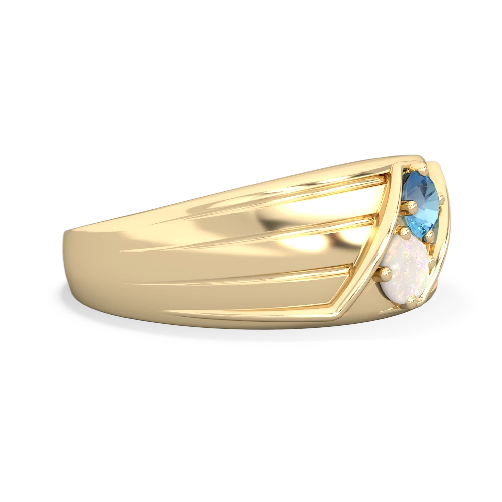 Blue Topaz Men's Streamline 14K Yellow Gold ring R0460