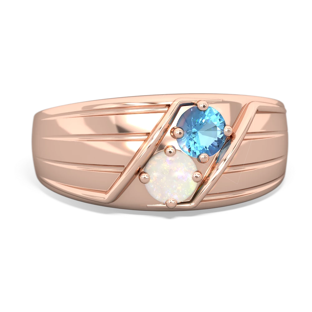 Blue Topaz Men's Streamline 14K Rose Gold ring R0460