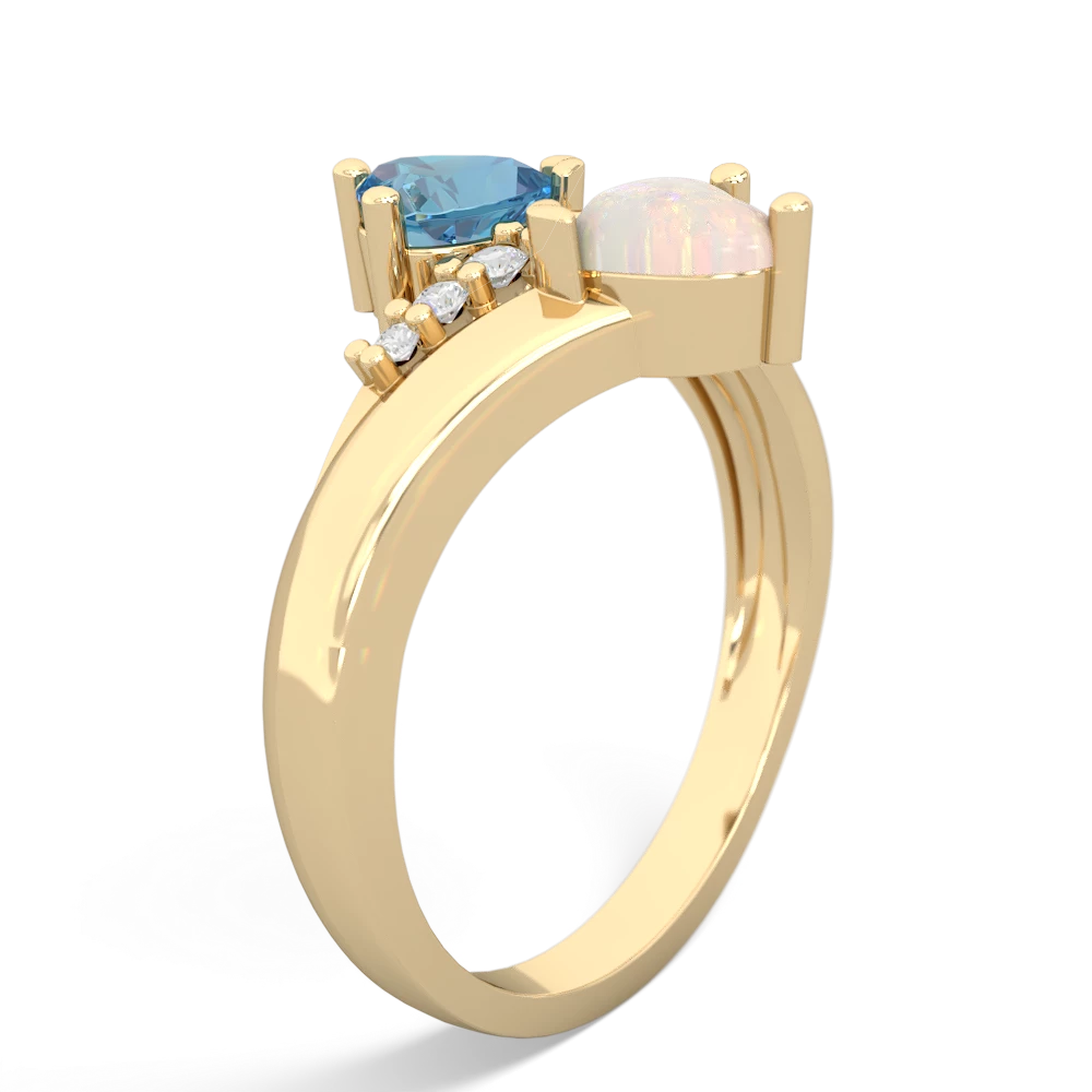Blue Topaz Heart To Heart 14K Yellow Gold ring R2064