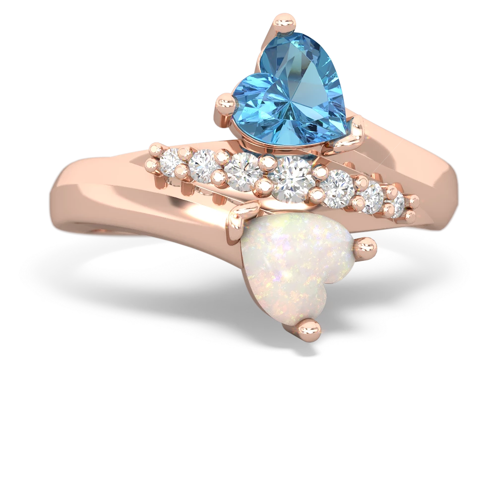 Blue Topaz Heart To Heart 14K Rose Gold ring R2064