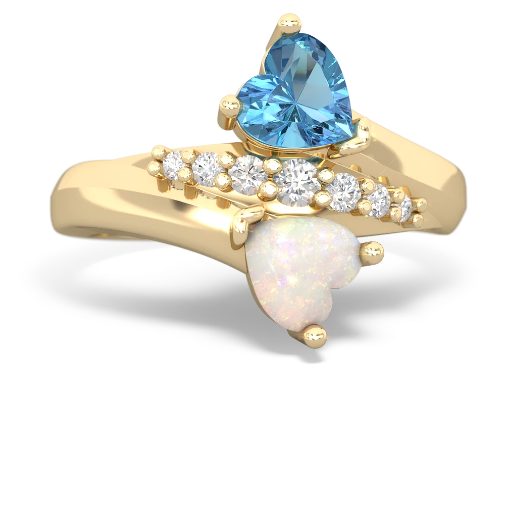 Blue Topaz Heart To Heart 14K Yellow Gold ring R2064