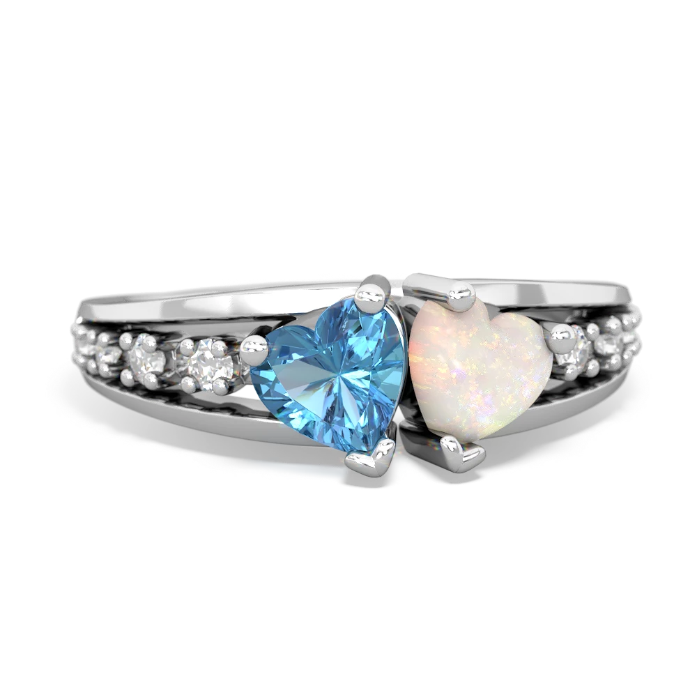 Blue Topaz Heart To Heart 14K White Gold ring R3342