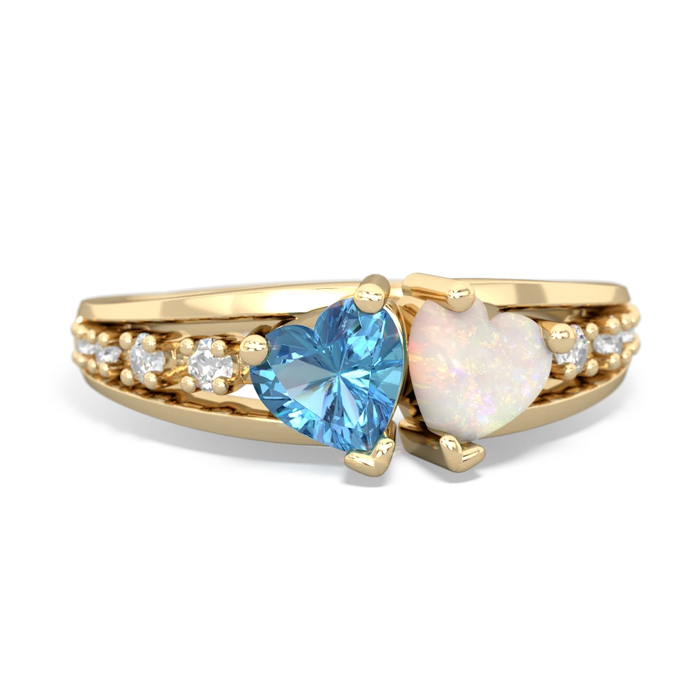 Blue Topaz Heart To Heart 14K Yellow Gold ring R3342