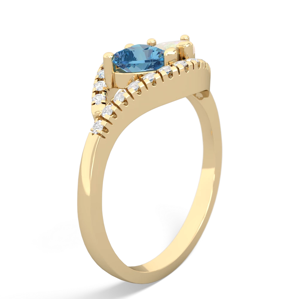 Blue Topaz Mother And Child 14K Yellow Gold ring R3010