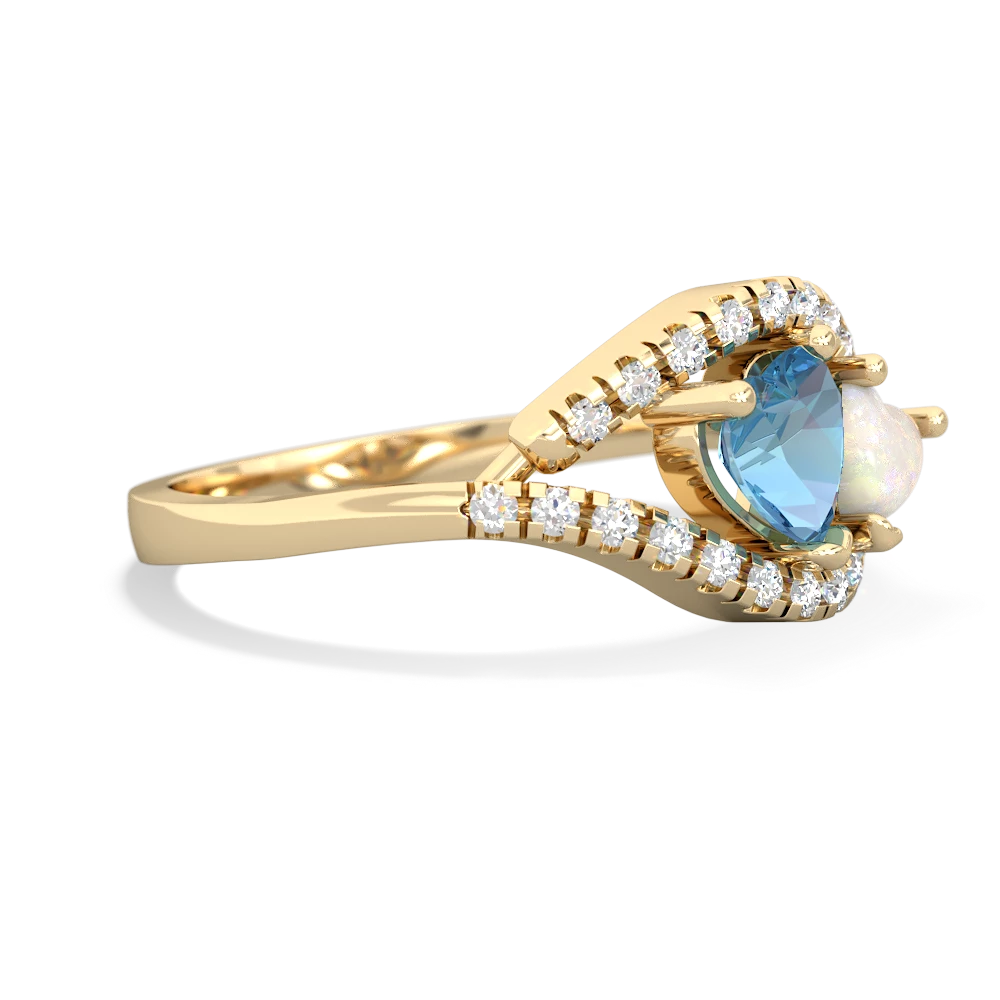 Blue Topaz Mother And Child 14K Yellow Gold ring R3010