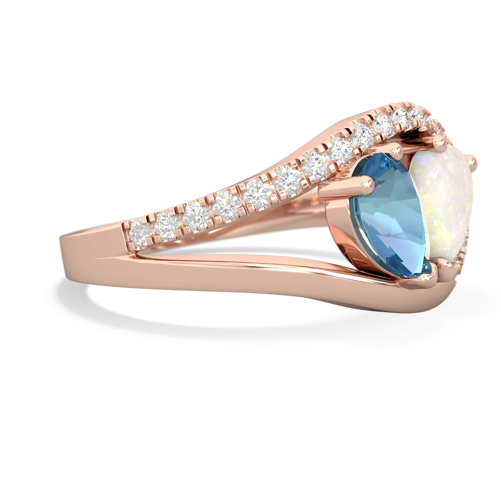 Blue Topaz Nestled Heart Keepsake 14K Rose Gold ring R5650